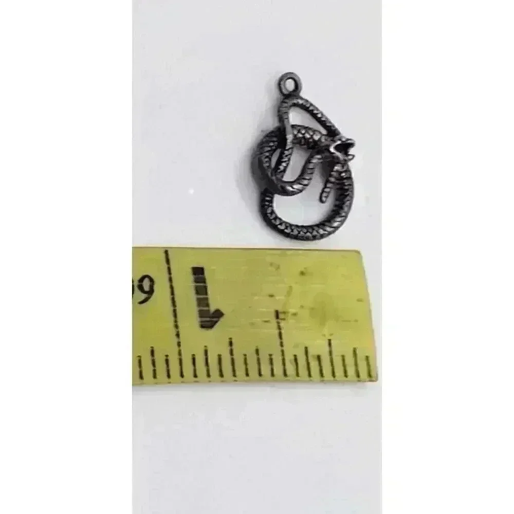 Solid 925 Sterling Silver Coiled Snake Serpent Pendant Mouth Open Charm